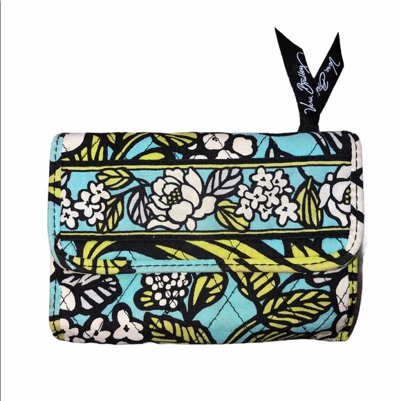 Vera Bradley green & blue floral wallet - Picture 1 of 9
